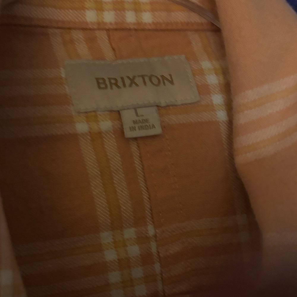 Brixton women’s Orange flannel Plaid Shirt sz large. Crop top